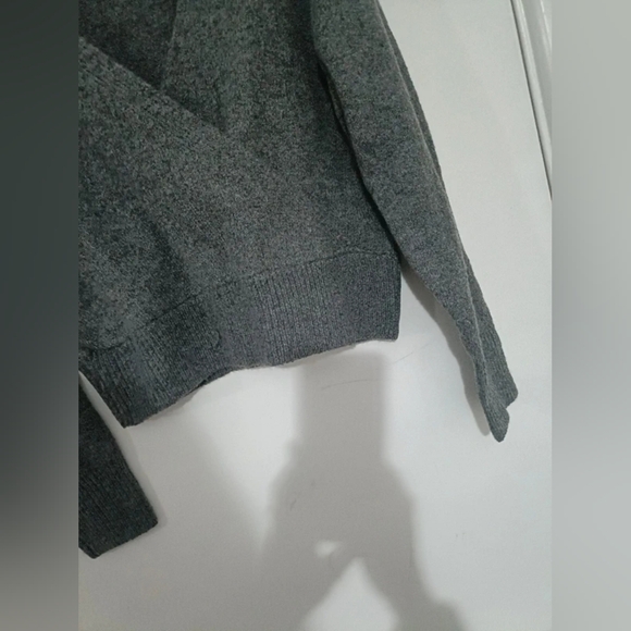 Gray V-Neck Women's Sweater - Picture 3 of 4